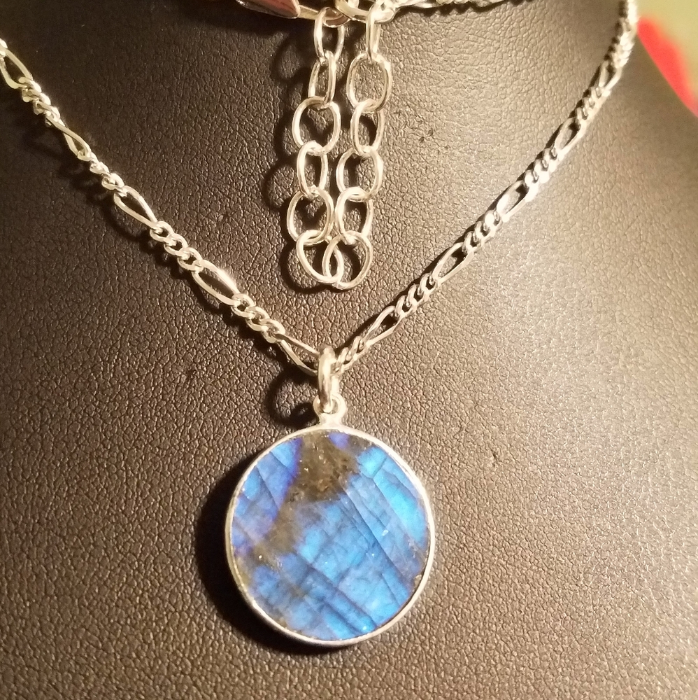 NWT One-of-a-Kind HandCrafted Artisan Silver Soldered Irridescent Glass Necklace